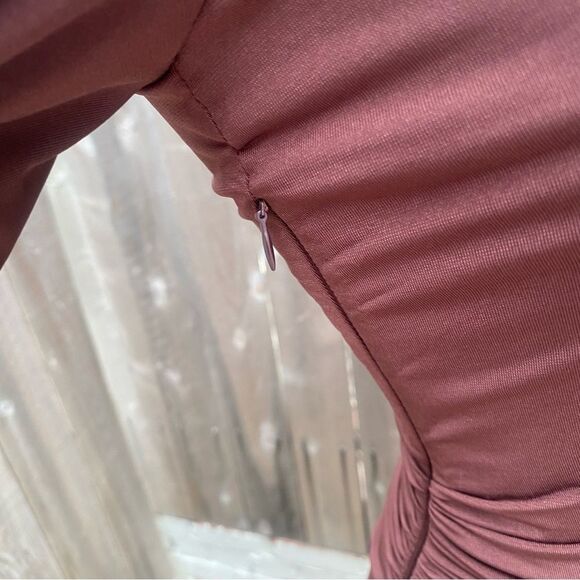 Zara Long Sleeve Mock Neck draped Bodycon Dress XS - Picture 9 of 13